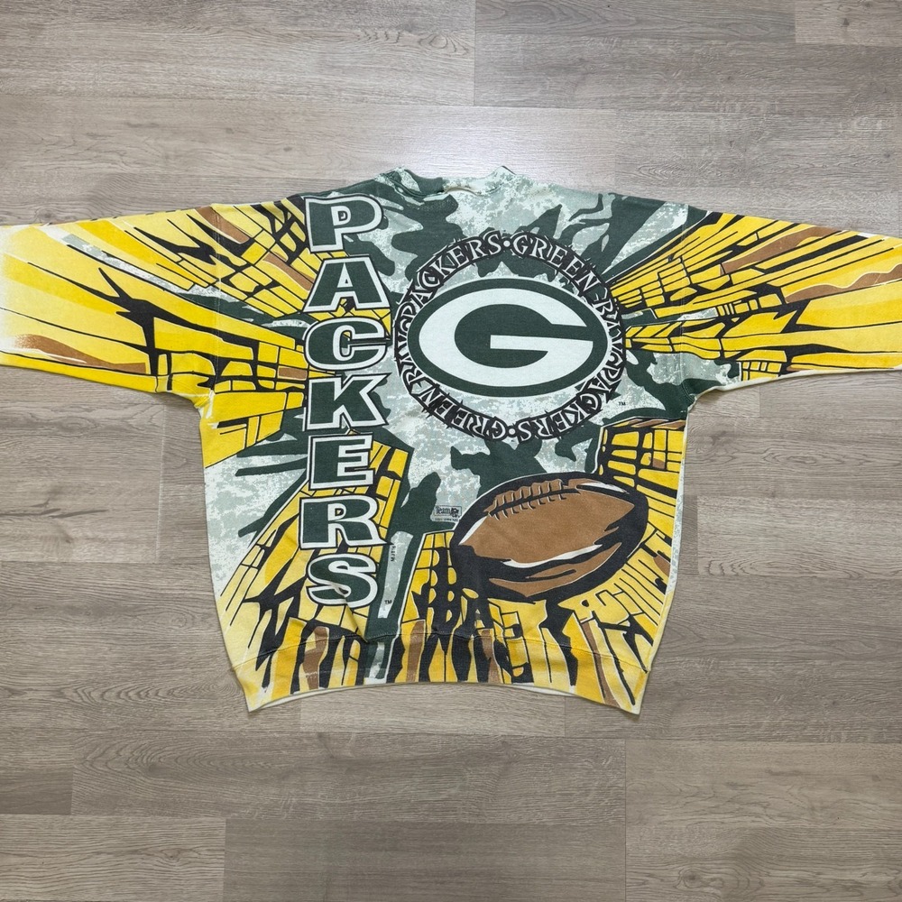 Vintage 1994 Packers AOP Sweatshirt XL Magic Johnson All Over Print NFL - Picture 4 of 13